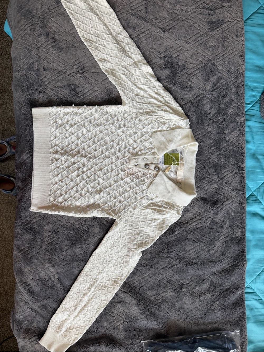 Classic Cream Cable-Knit V-Neck Sweater
